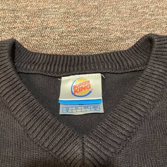 Burger King Manager Sweater Mens Size M Medium Black Spell Out Logo Pullover - Picture 5 of 13